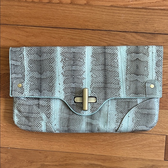 BEIRN- NWT- Authentic Aqua/grey python clutch. - Picture 1 of 7